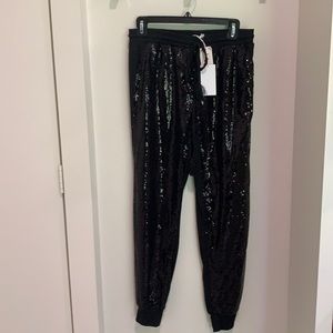 Black sequin joggers